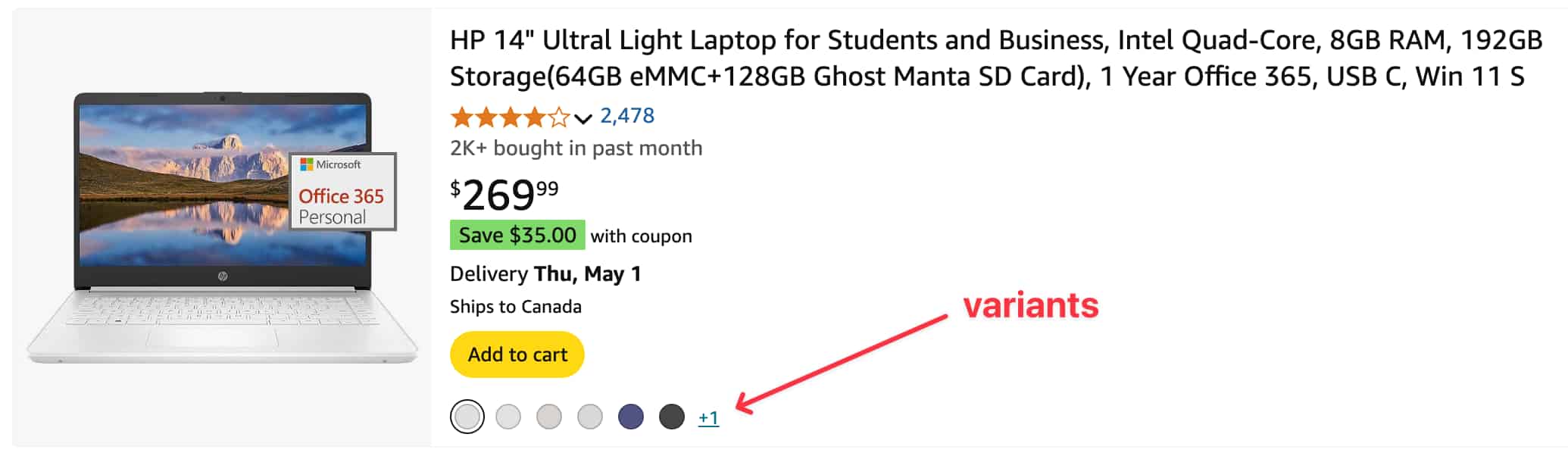 Example results: variants