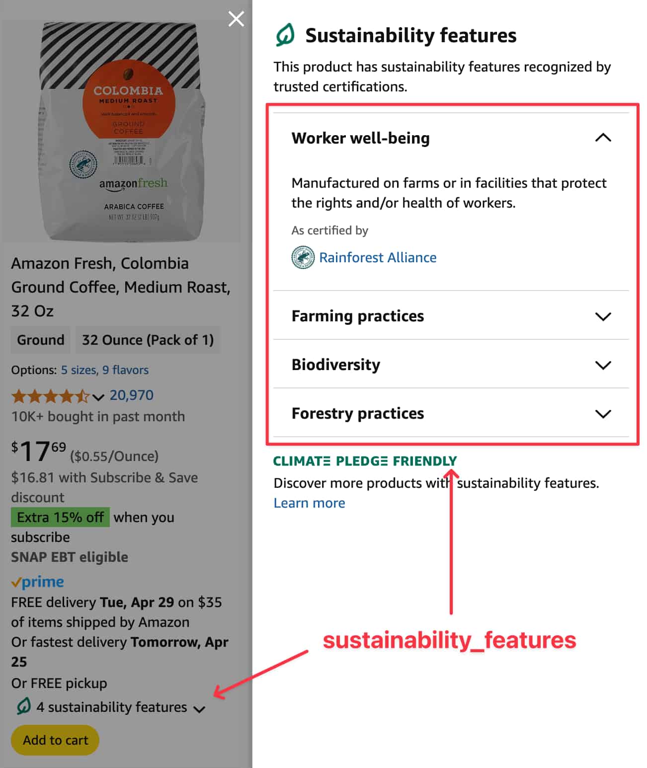 Example results: sustainability_features