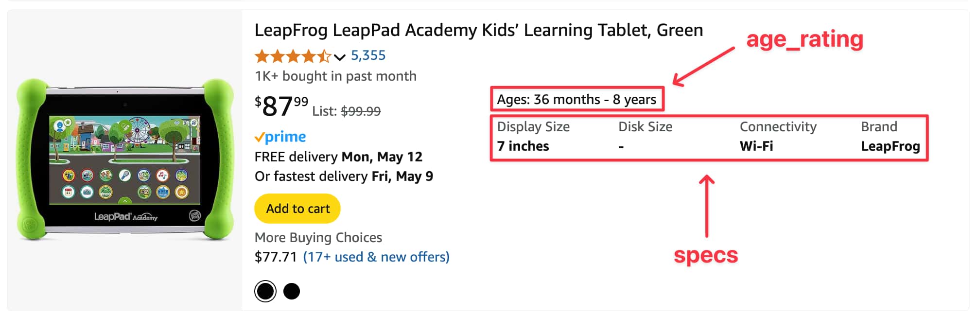 Example results: specs
