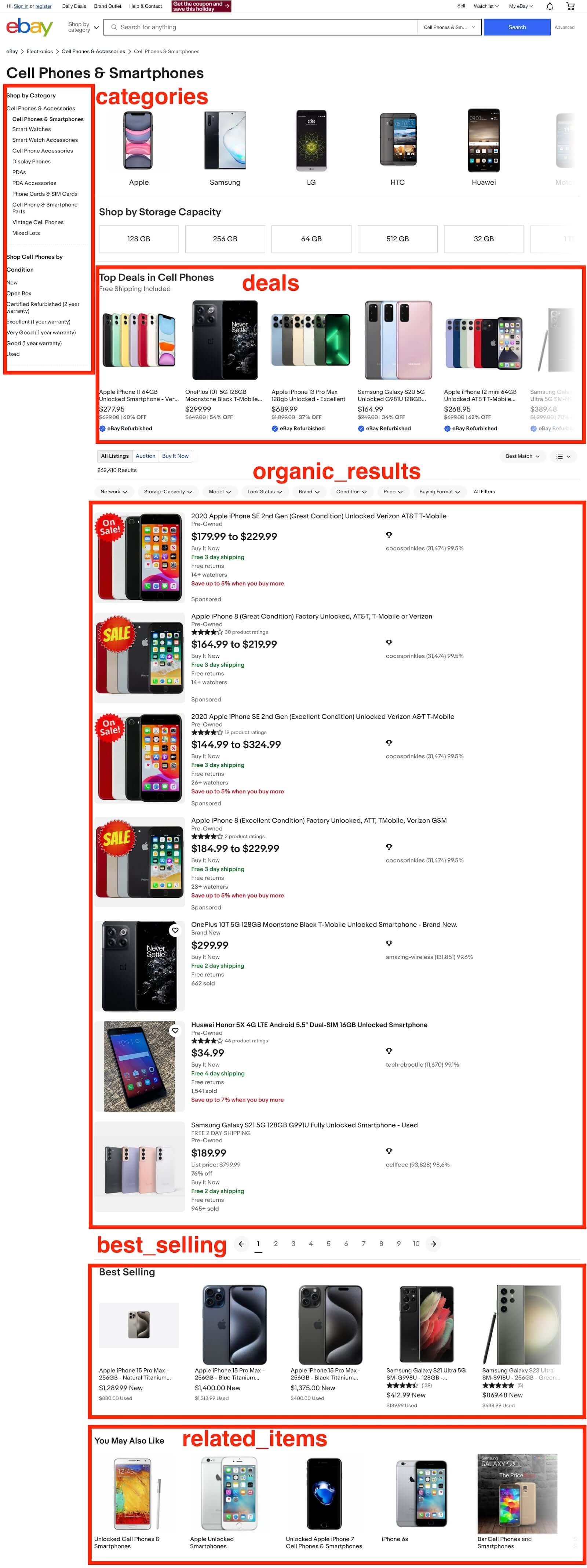 Example results for search only by category_id: 9355 (Cell Phones &amp; Smarthphones)