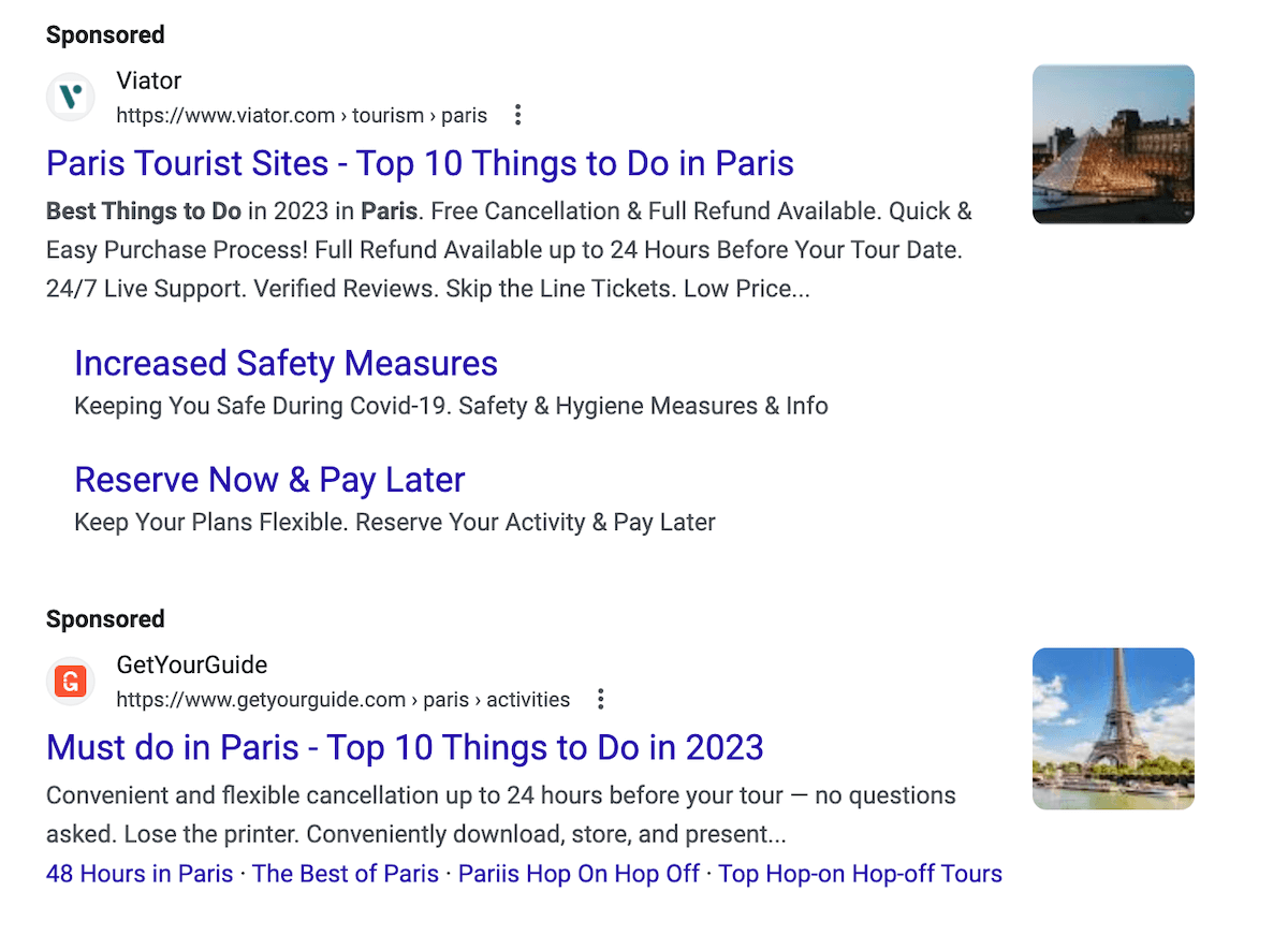 Results for: Top Sights Paris with thumbnail