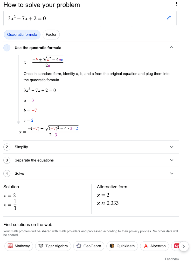 Math Solution Answer Box