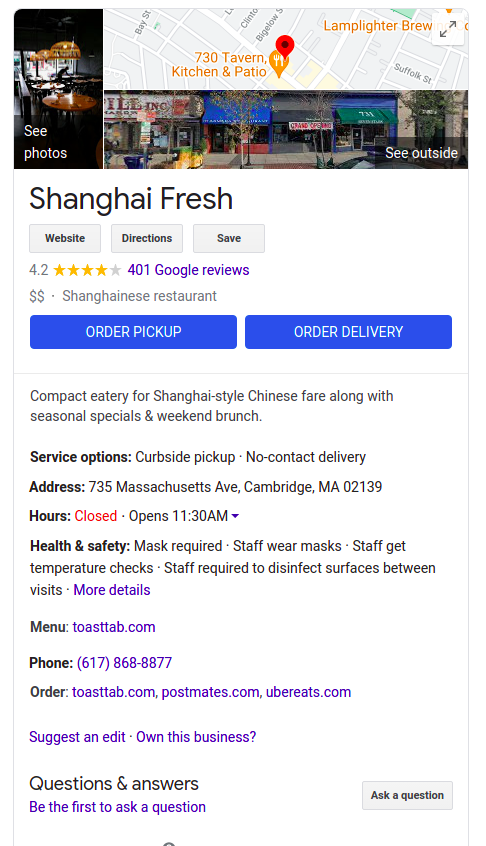 Results for: Shanghai Fresh Cambridge