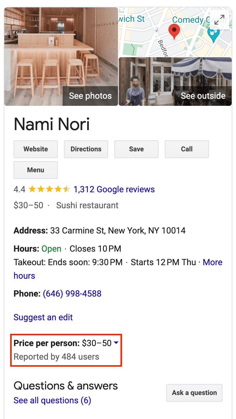 Price Details for: Nami Nori