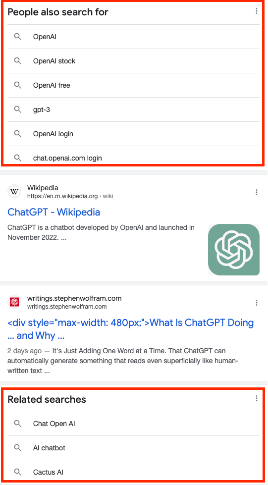 Related Searches for ChatGPT on mobile