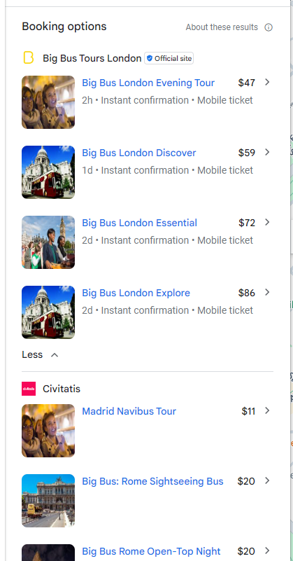 Booking Options for: Big Bus tours london