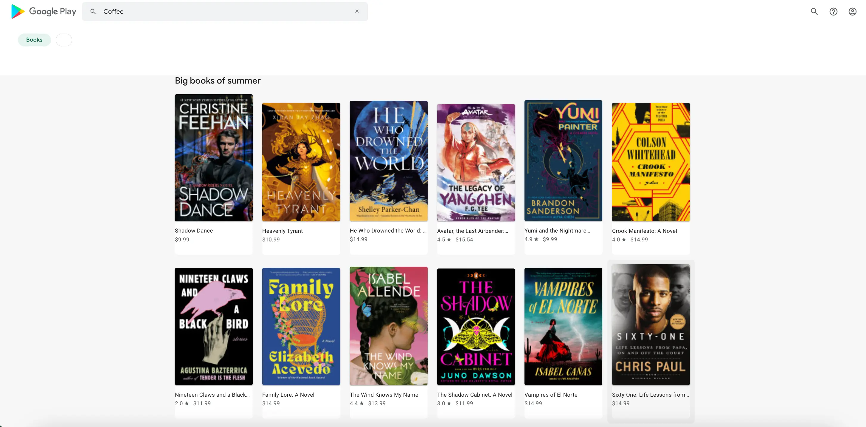 List Type Organic results overview for Google Play Books with section_page_token(Plain Search)