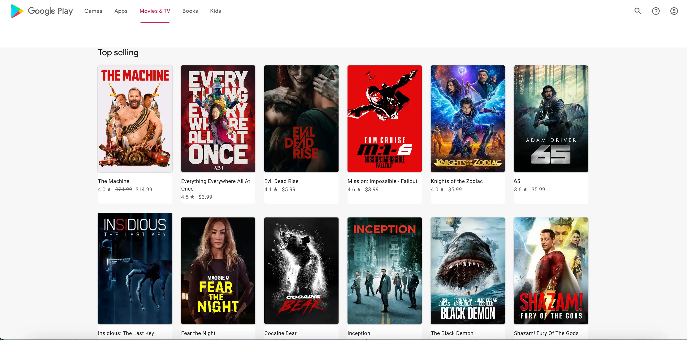 List Type Organic results overview for Google Play Movies with section_page_token(Plain Search)