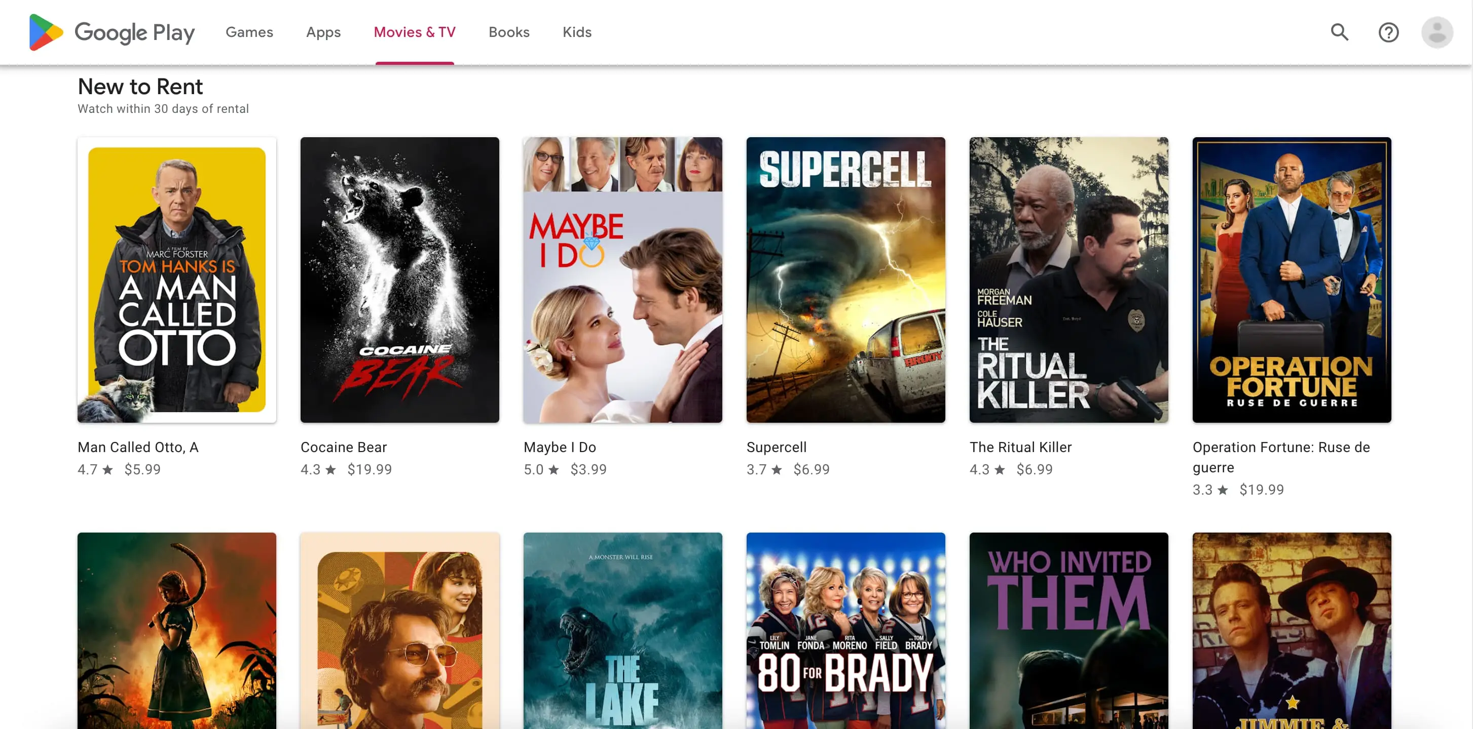 List Type Organic results overview for Google Play Movies with see_more_token(Plain Search)