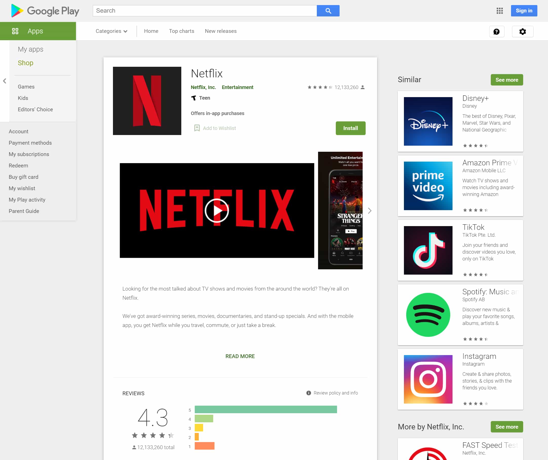 Example with product_id: com.netflix.mediaclient