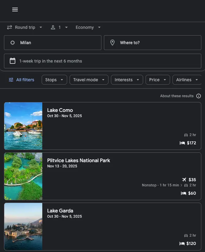 Example with car travel mode