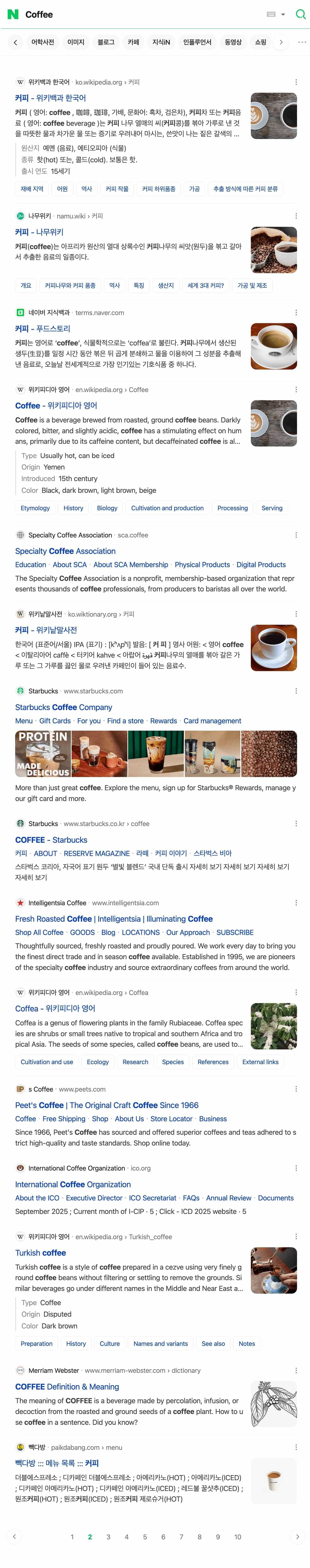 Naver Search Results for Coffee