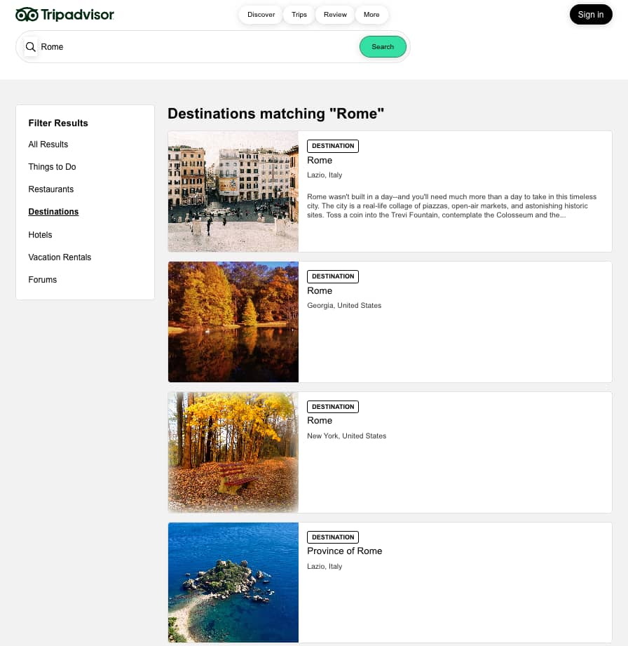 Example for Destinations