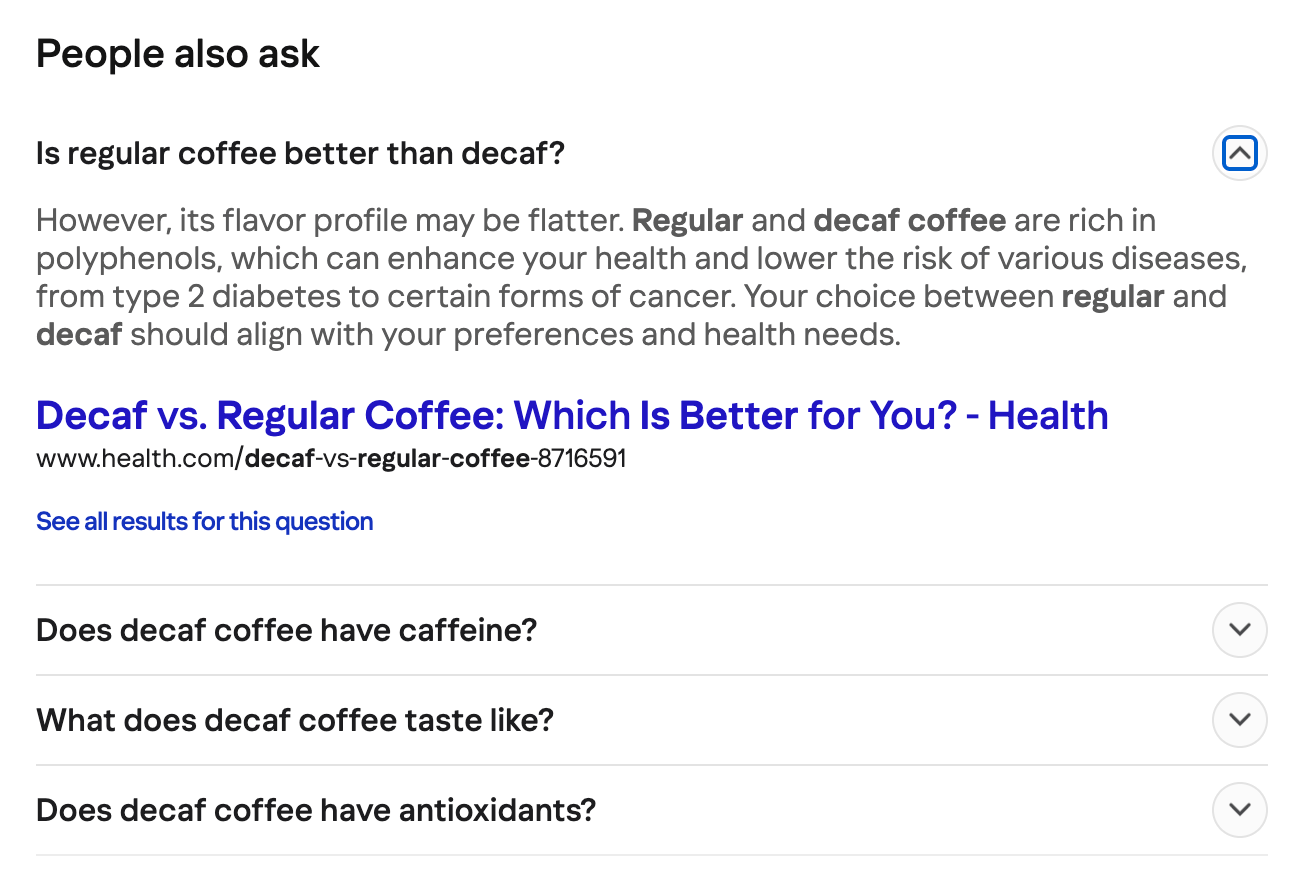 Results for: Is decaf coffee better than regular coffee?