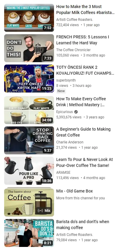 Related videos with single video results and a playlist result (second page)