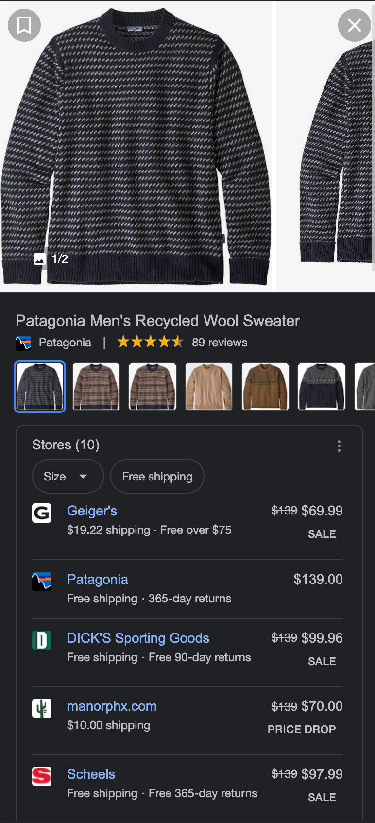 Scrape Google aggregated product results in mobile