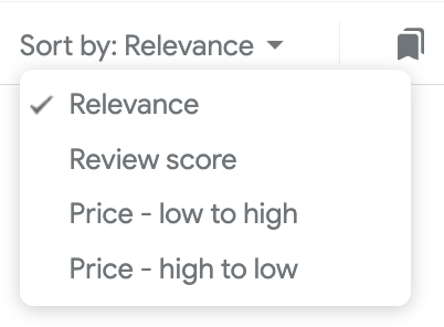 Filtering Google Shopping results