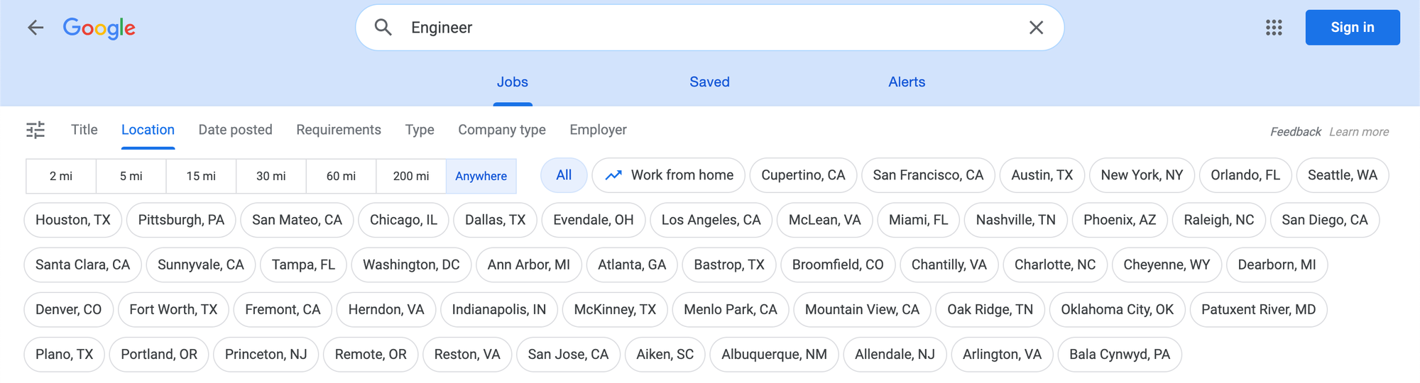 Filtering Google Jobs Results