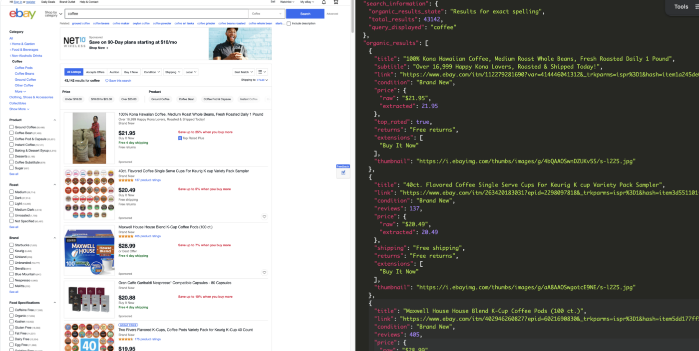 SerpApi’s Ebay Search Engine Results API