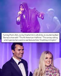 Charlie Kirk's Turning Point USA is countering Bad Bunny's Super Bowl  Halftime Show with “The All-American Halftime.” The conservative advocacy  group announced “The All-American Halftime Show” on X/Twitter on Thursday,  “celebrating faith,
