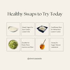 🍏 Healthy Food Swaps: Simple Changes, Big Impact! 🍏 You don't have to overhaul your entire diet to make healthier choices. By making simple food swaps, you can enjoy delicious meals while