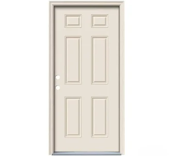 JELD-WEN 80 in. 6-Panel Primed Steel Prehung Left-Hand Inswing Front Door w/Brickmould