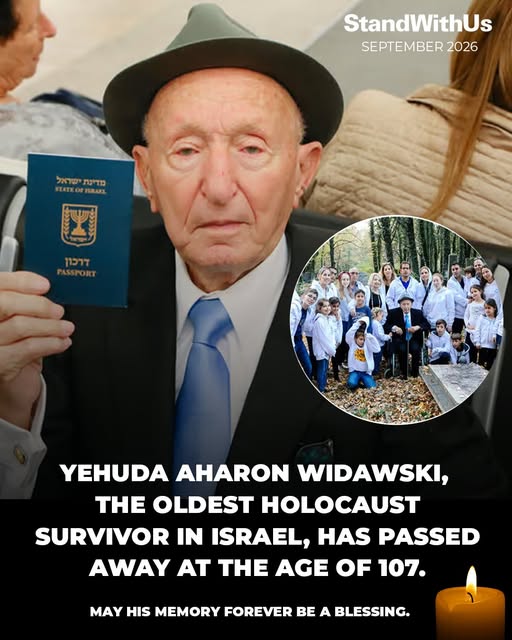 Yehuda Aharon Widawski, the oldest Holocaust survivor in Israel, has passed away at the age of 107.

Born in 1919 in Turek, Poland, he su…