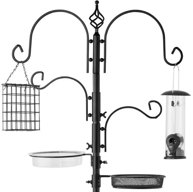 Best Choice Products 91in 4-Hook Bird Feeding Station Steel Multi-Feeder Stand w/ 2 Feeders