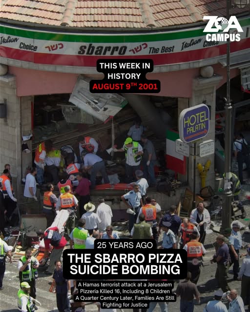 On August 9, 2001, families gathered for lunch at the Sbarro pizzeria in downtown Jerusalem on a school vacation day. A Hamas suicide bom…