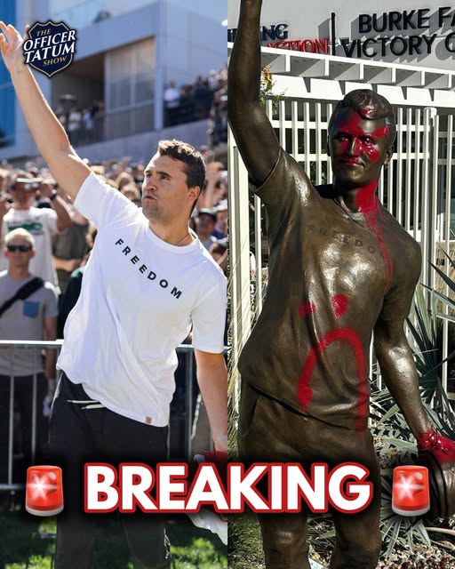 🚨 Charlie Kirk’s memorial statue outside TPUSA headquarters in Phoenix was vandalized with red spray paint just three days after it was…