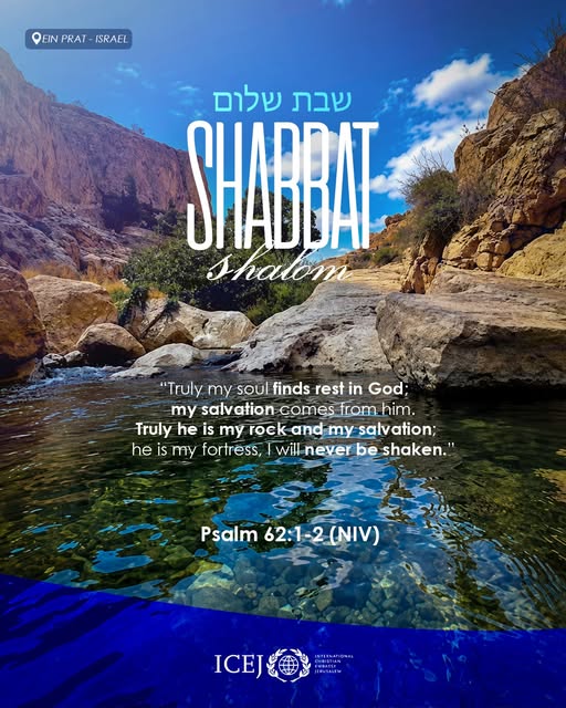 Shabbat Shalom. ✨
 “Truly my soul finds rest in God; my salvation comes from him. Truly he is my rock and my salvation; he is my fortress…