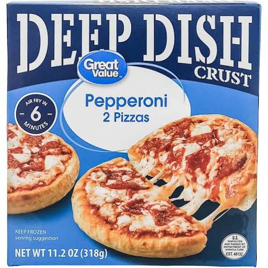Great Value Deep Dish Pepperoni Pizza with a Zesty Red Tomato Sauce