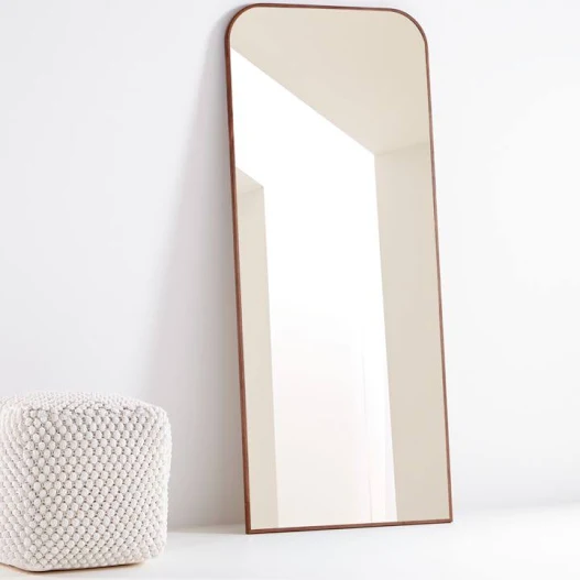 Crate & Barrel Edge Walnut Arch Rectangle Floor Mirror