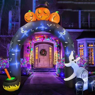 Gvdv 10 ft Halloween Inflatables Archway Outdoor Decorations Scary Halloween Arch Blow Up Yard Decorations for Front Yard Lawn Garden Decor