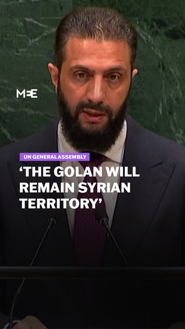 Syrian President Ahmed al-Sharaa insisted at the UN General Assembly in New York that the Golan Heights would remain Syrian, after Colomb…