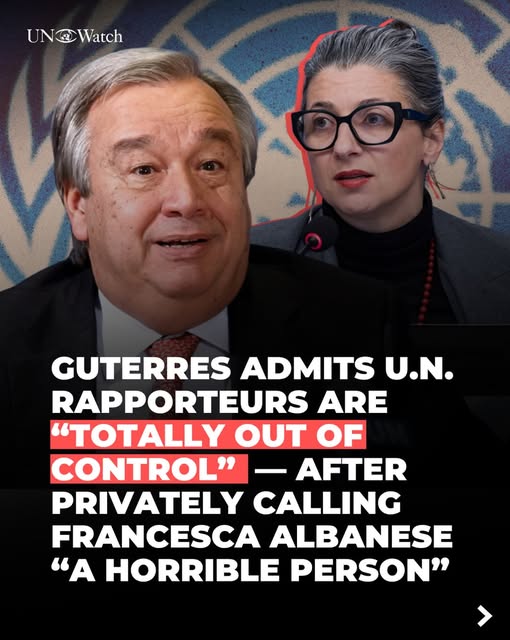 BREAKING: Secretary-General admits anti-Israel bias among UN's human rights experts, saying “many rapporteurs are totally out of control.…
