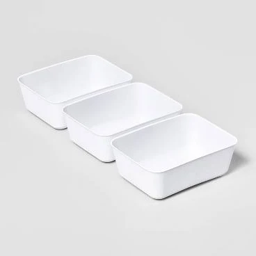 3pk Medium Storage Trays White Brightroom