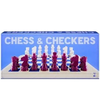 Spin Master Elevated Pop Wooden Chess & Checkers Set