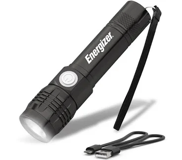 Energizer LED Rechargeable Flashlight 350 Lumens with USB Cable Durable Mini Torch for Camping