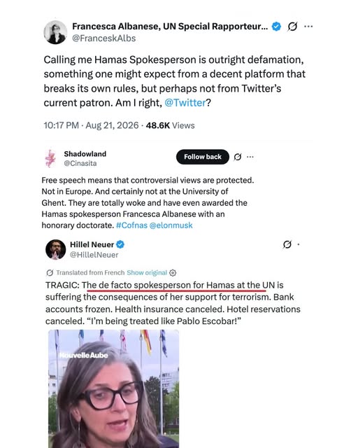 Please sue me, @francesca.albanese.unsr.opt. Make my day.

As you are a non-lawyer, let me explain: Truth is an absolute defense. I repea…