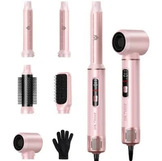 5 in 1 Hair Styler for Woman with LED,Air Curling Wrap,Drying,Curling,Straightening&Volumizing,Hot Air Curler Dryer Brush Tool Set,Curl Styling Tools