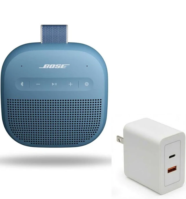 Bundle - Bose - SoundLink Micro Portable Bluetooth Speaker (2nd Gen) with Fast Charger, Wireless Waterproof - Blue Dusk