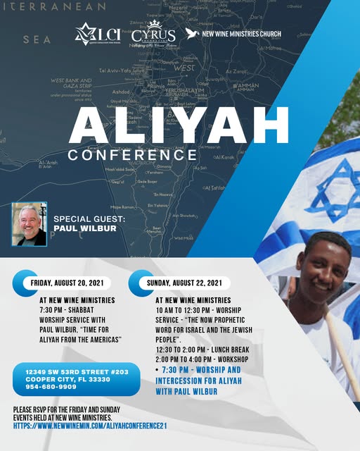 The Aliyah Conference - with Special Guest Paul Wilbur⁣

Friday 8/20/21 7:30 PM - Shabbat Worship Service with Paul Wilbur "Time For Aliy…