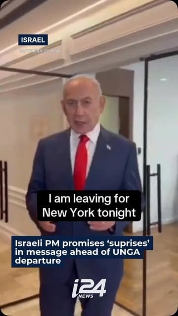 ‘I will fight the lies, and there will be surprises too,’ Netanyahu says in video message ahead of departure for UNGA in New York