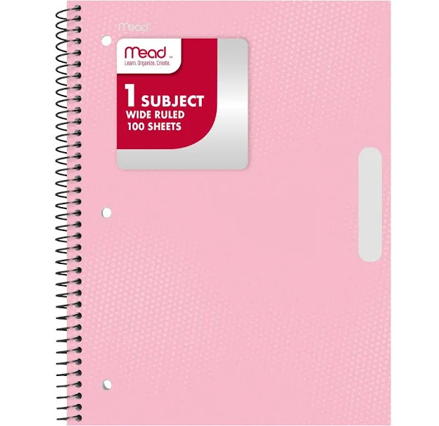 Mead 1 Subject Wide Ruled Notebook