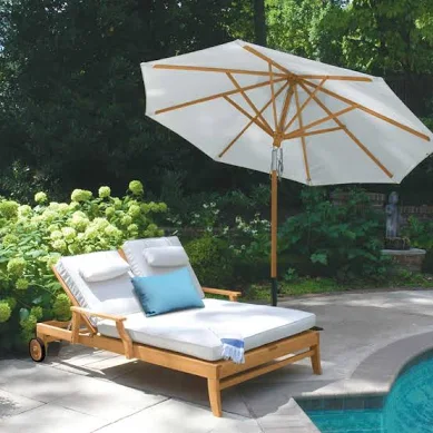 Seneca Teak Double Chaise Lounger with Arms by Country Casual Teak