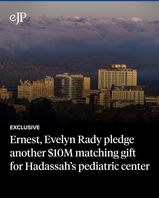 EXCLUSIVE | San Diego philanthropists Ernest and Evelyn Rady have pledged a $10 million matching gift to Hadassah (@hadassahorg), the Wom…