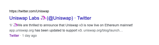 Single Twitter results for: Uniswap