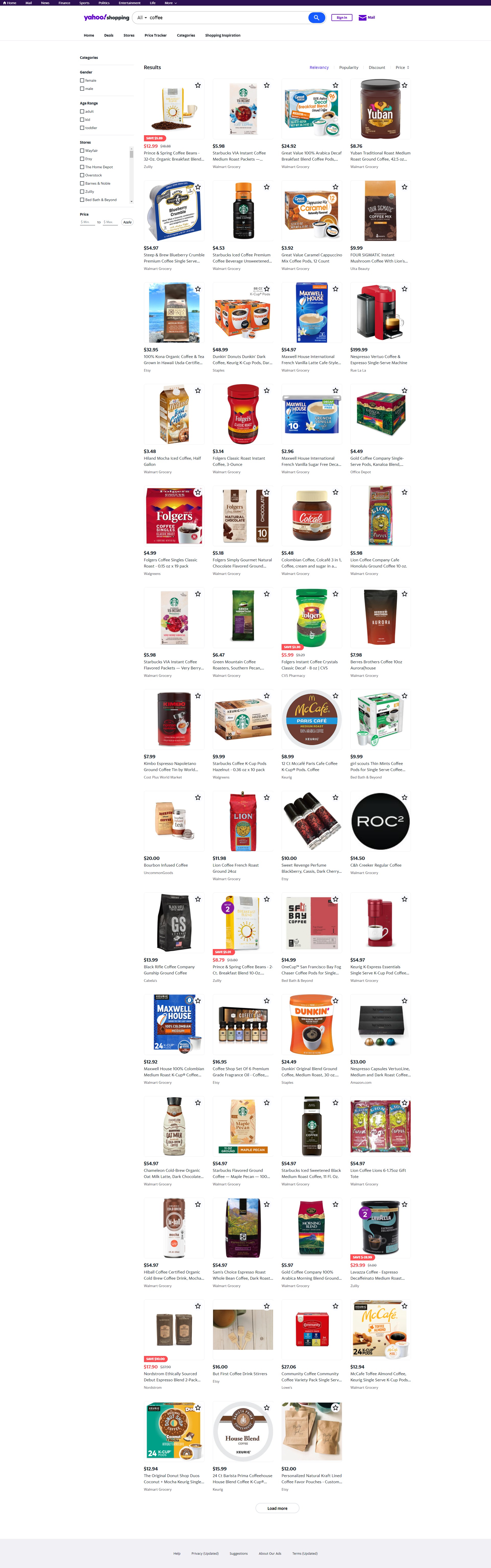 Yahoo! Shopping search results for p:coffee
